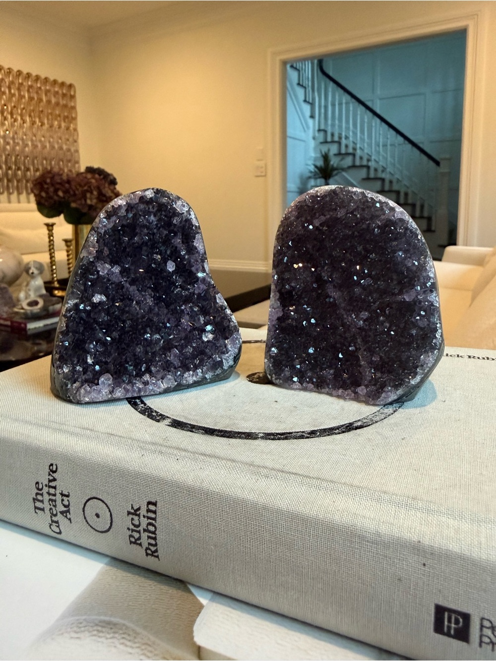 Lot of two small amethyst cut base specimens from Uruguay